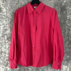 White Stag Womens Size L Casual Button Top Pink Long Sleeve Collar